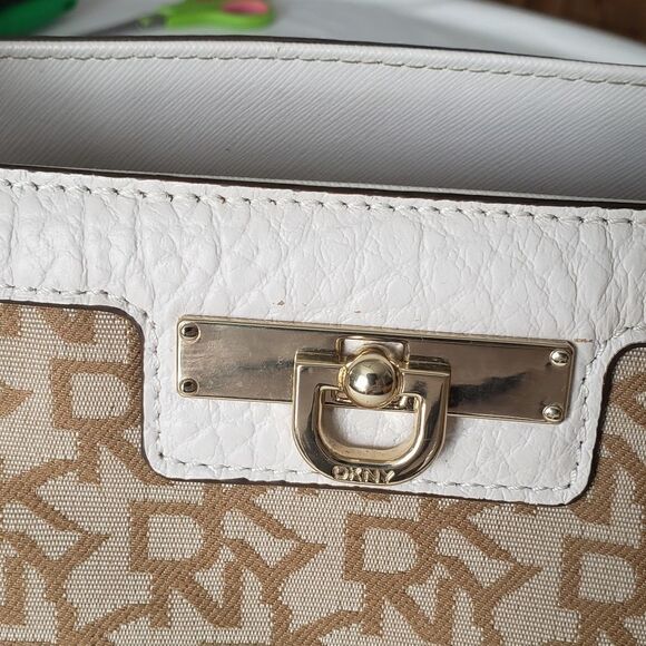 DKNY Logo Print Canvas & Leather Trimming Handbag - Picture 6 of 15